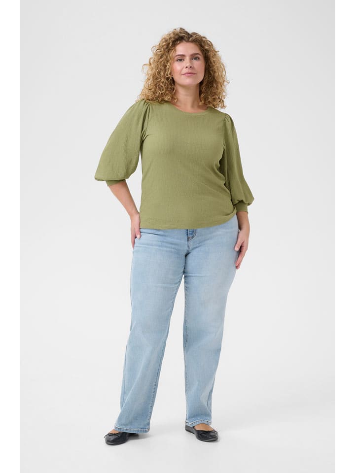KAFFE curve Koszulka "Civena" w kolorze oliwkowym rozmiar: M