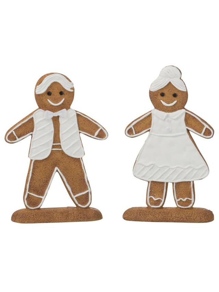 J Line Figurki dekoracyjne (2 szt.) w kolorze jasnobrązowo-białym - wys. 15,5 cm rozmiar: onesize