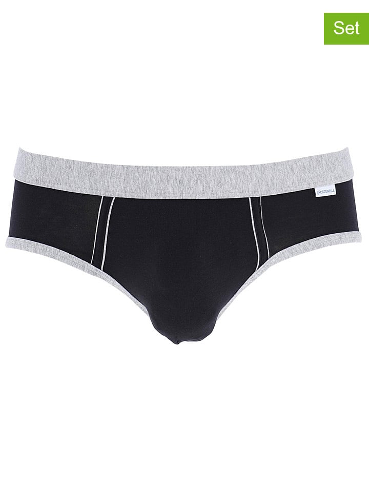 COTONELLA Slipy (2 pary) w kolorze szaro-czarno-niebieskim rozmiar: M