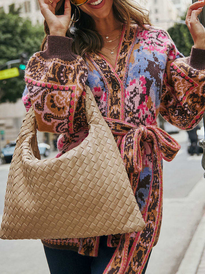 Milan Kiss Kardigan w kolorze brązowo-błękitno-różowym rozmiar: S