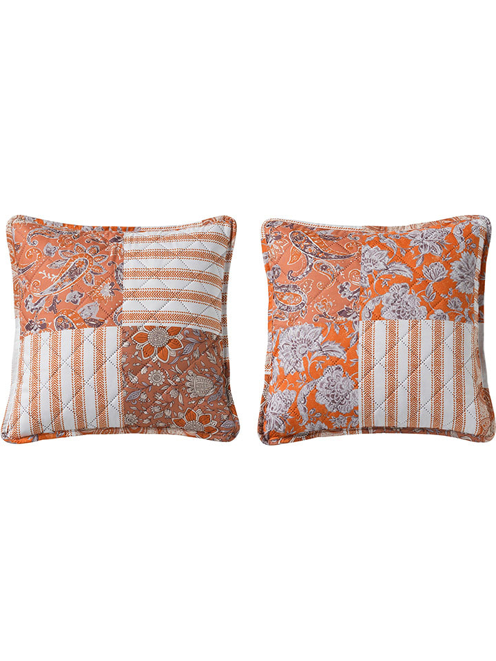 heine home Poszewki (2 szt.) w kolorze pomarańczowo-białym na poduszkę rozmiar: onesize