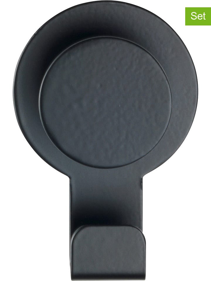 Wenko Wieszaki ścienne (3 szt.) "Blandas" w kolorze czarnym - 5 x 7,5 x 2,5 cm rozmiar: onesize