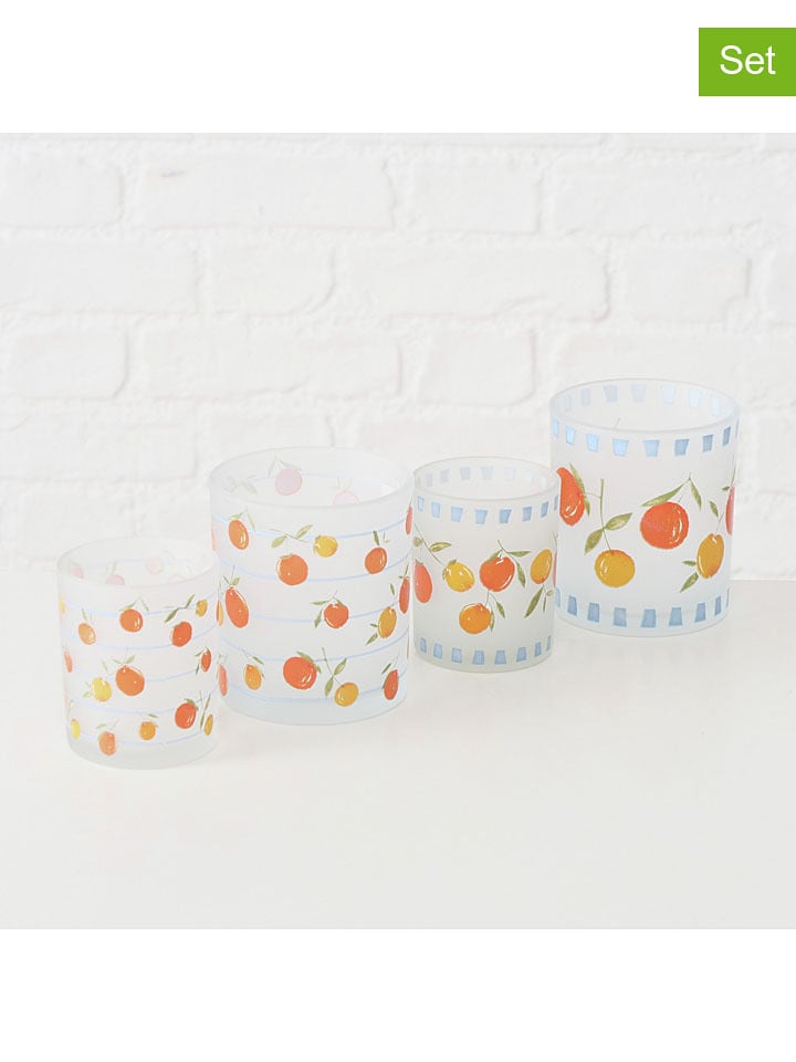 Boltze Świeczniki (4 szt.) "Fruits" w kolorze żółto-błękitno-pomarańczowym rozmiar: onesize