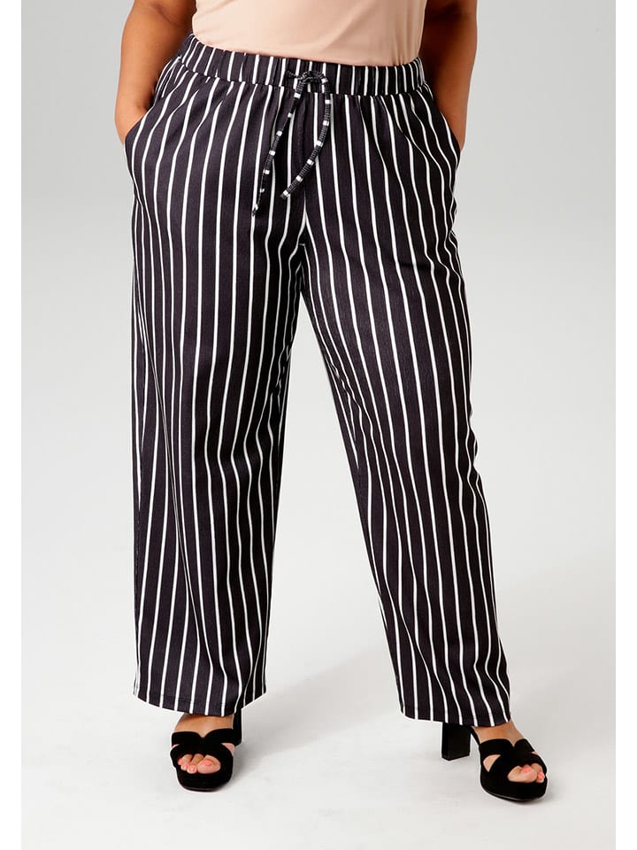 Aniston Spodnie w kolorze czarno-białym rozmiar: 52