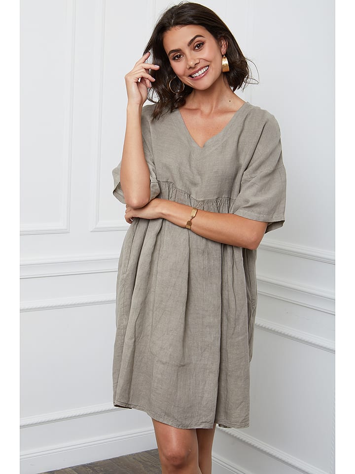 Fleur de Lin Lniana sukienka "Etsy" w kolorze szarobrązowym rozmiar: XL