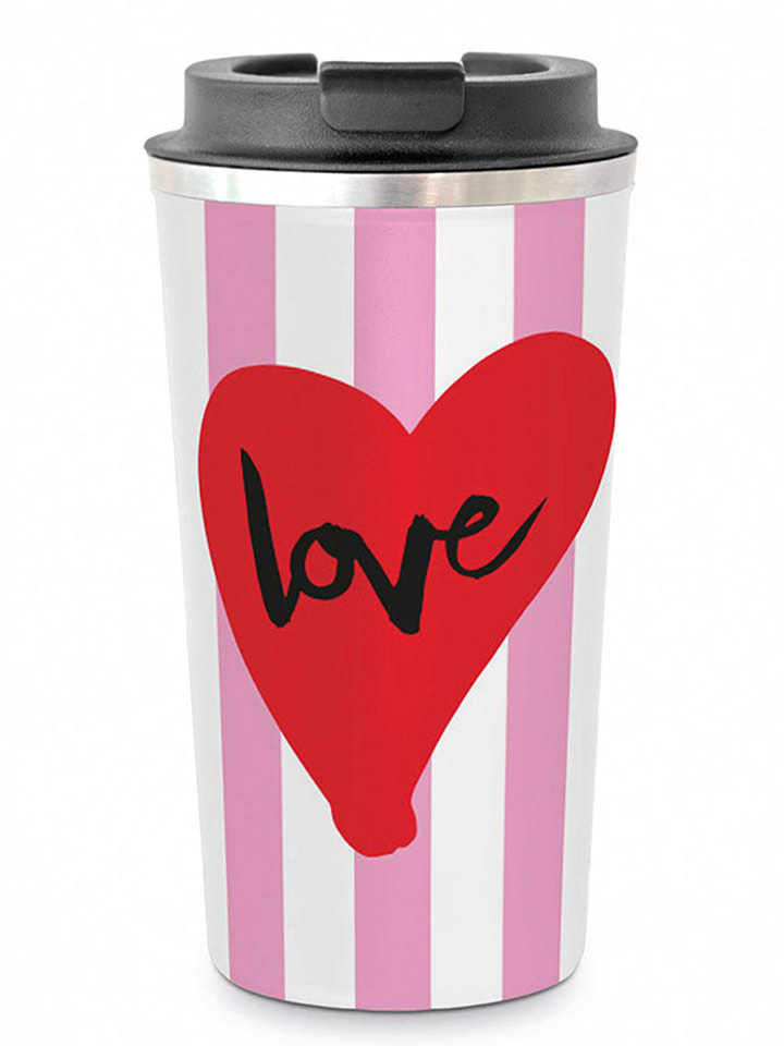 ppd Kubek termiczny "Love" w kolorze czerwono-jasnoróżowym - 400 ml rozmiar: onesize