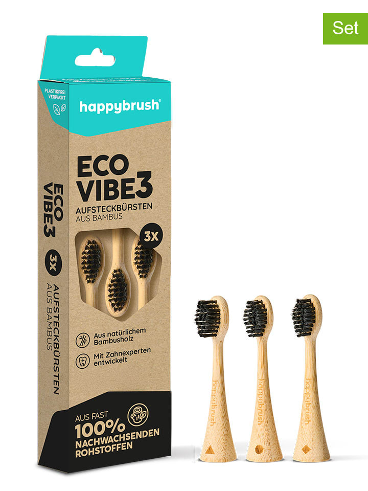 happybrush Końcówki (3 szt.) "Eco Vibe3 Bambus" do szczoteczki rozmiar: onesize