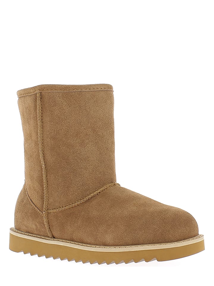 Gooce Skórzane kozaki zimowe "Logan" w kolorze jasnobrązowym rozmiar: 38