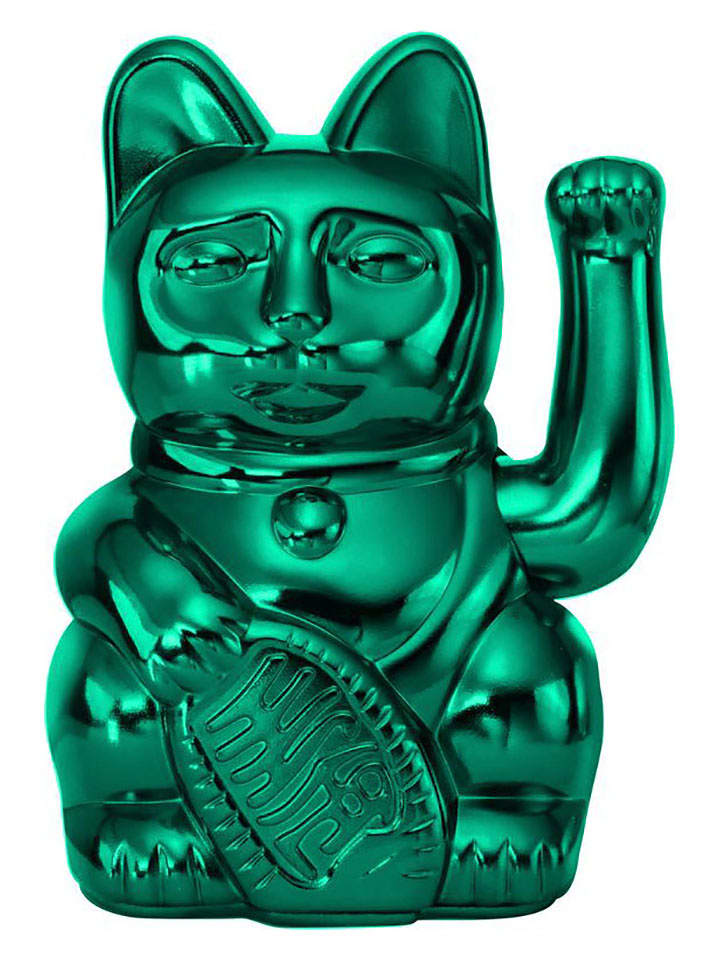 Donkey Figurka dekoracyjna "Lucky Cat Cosmic" w kolorze zielonym - 10,5 x 15 x 8,5 cm rozmiar: onesize