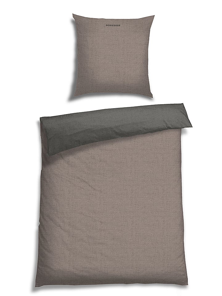 Schiesser Komplet pościeli renforcé "Double Face" w kolorze beżowo-antracytowym rozmiar: 135x200 cm