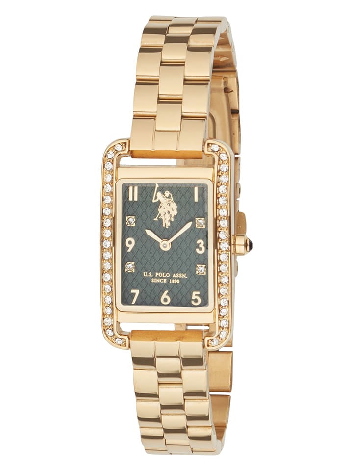 U.S. Polo Assn. Zegarek kwarcowy w kolorze złoto-ciemnozielonym rozmiar: onesize