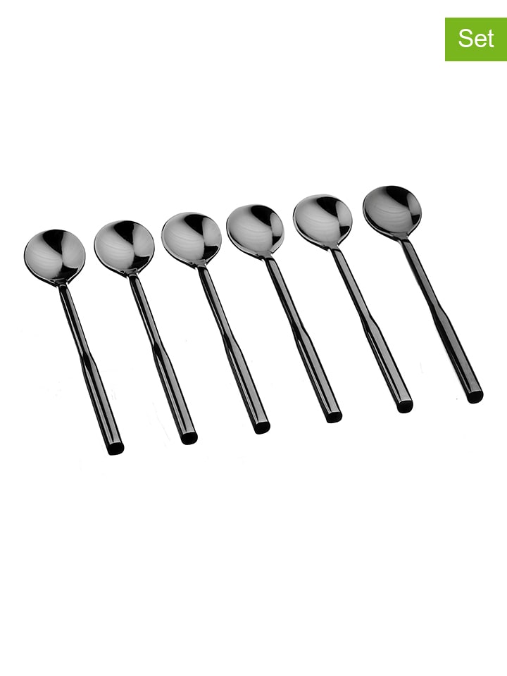 Björn Łyżeczki (6 szt.) "Abel" w kolorze czarnym do kawy - dł. 16 cm rozmiar: onesize