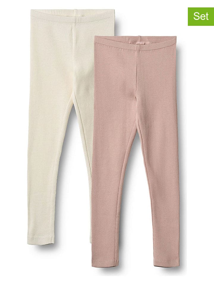 Wheat Legginsy (2 pary) "Jules" w kolorze jasnoróżowo-kremowym rozmiar: 122