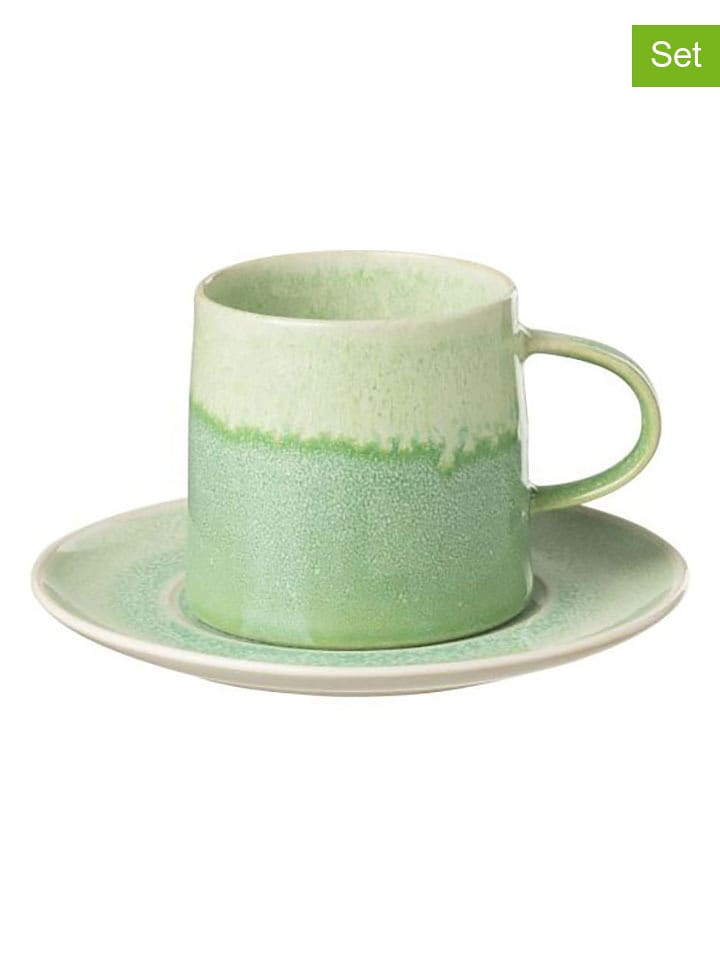 J Line Filiżanki (4 szt.) w kolorze zielonym do kawy - wys. 8,5 cm rozmiar: onesize