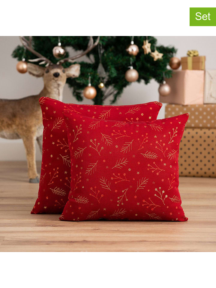 GAMUSI Poszewki (2 szt.) "Berrie" w kolorze złoto-czerwonym na poduszkę rozmiar: 45x45 cm