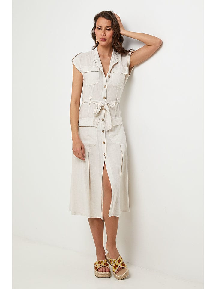 Lin Passion Lniana sukienka w kolorze kremowym rozmiar: 34/36