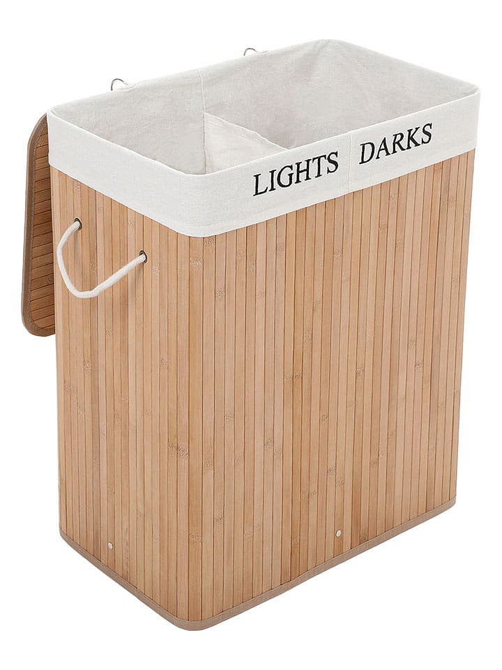 SONGMICS Kosz w kolorze jasnobrązowo-białym na pranie - 52 x 62,5 x 32 cm rozmiar: onesize