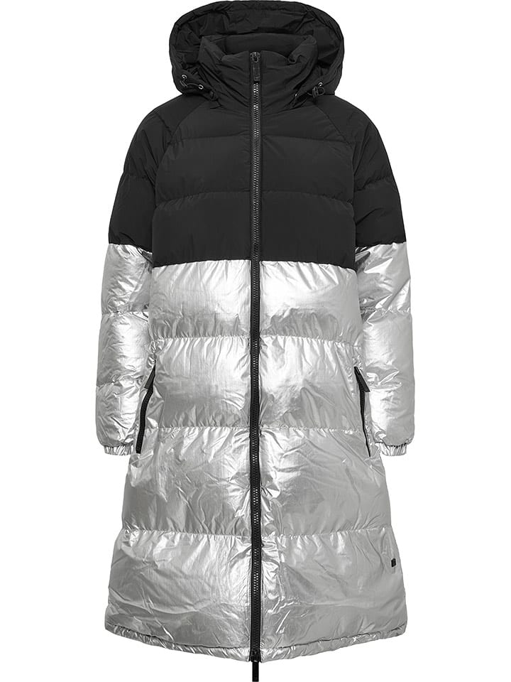 TicketWOMAN Płaszcz pikowany "Celine" w kolorze srebrno-czarnym rozmiar: 46