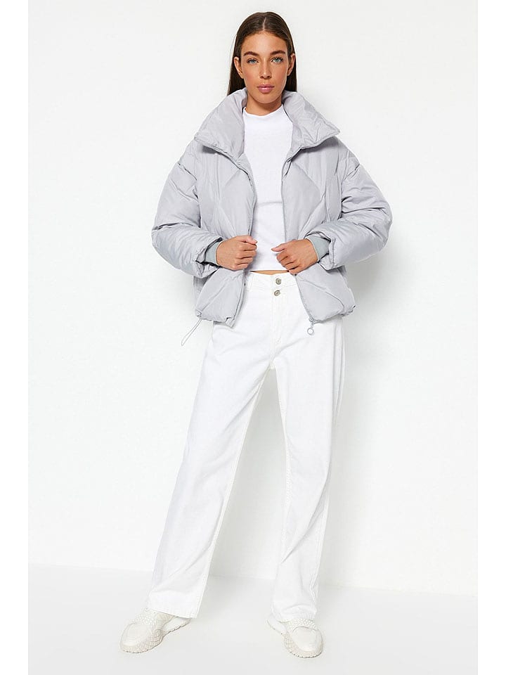 trendyol Kurtka przejściowa w kolorze jasnoszarym rozmiar: L