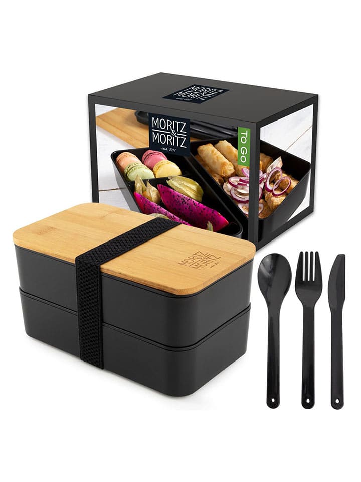 Moritz & Moritz Pojemnik "Bento" w kolorze czarno-jasnobrązowym na lunch - 1,36 l rozmiar: onesize