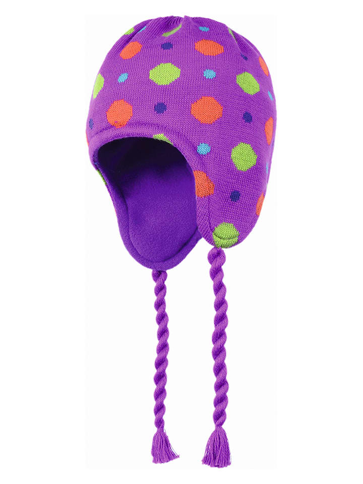 Döll Dzianinowa czapka w kolorze fioletowym ze wzorem rozmiar: 49 cm