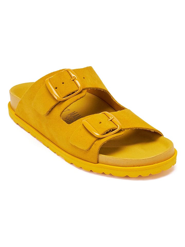 Mandel Skórzane klapki w kolorze żółtym rozmiar: 38