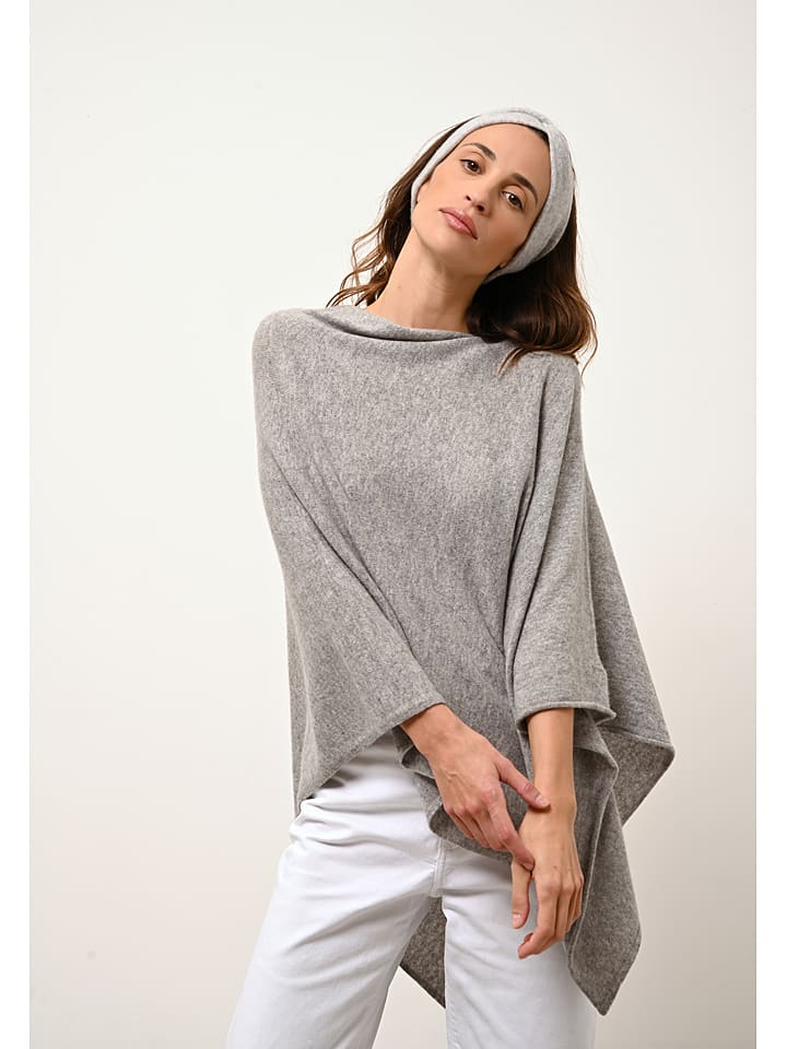 Just Cashmere Kaszmirowe ponczo "Meredith" w kolorze szarym rozmiar: M