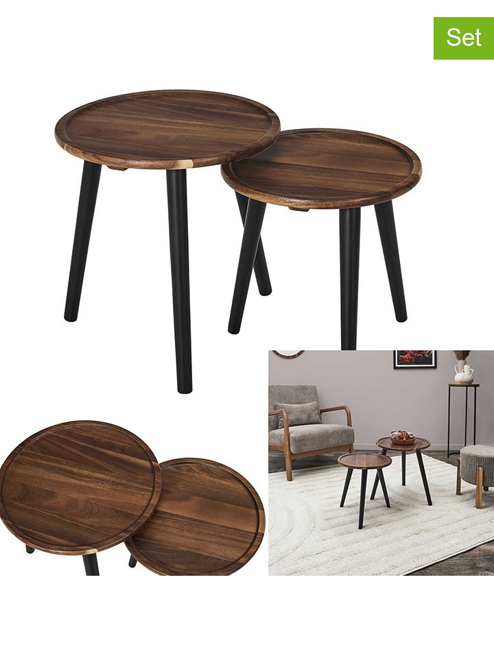 THE HOME DECO FACTORY Stoliki (2 szt.) w kolorze brązowym rozmiar: onesize