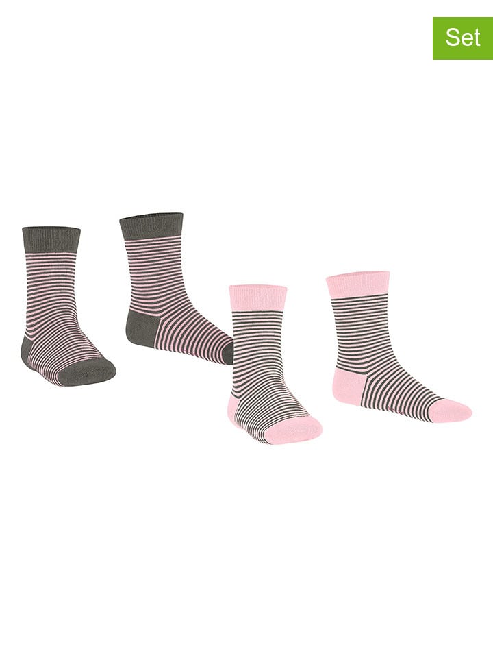 ESPRIT Skarpety (2 pary) "Fine" w kolorze jasnoróżowo-antracytowym rozmiar: 31-34