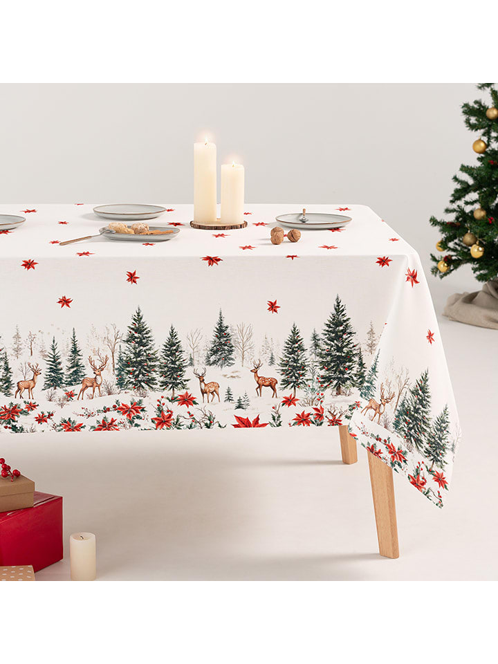 GAMUSI Obrus "Roven" w kolorze biało-zielono-czerwonym rozmiar: 160x100 cm