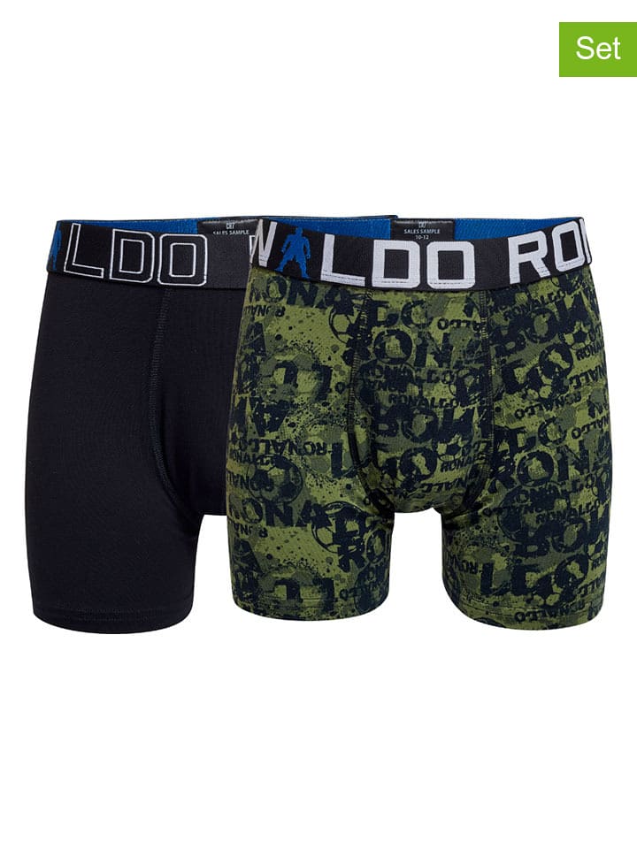 CR7 Bokserki (2 pary) w kolorze czarno-zielonym rozmiar: 122-134