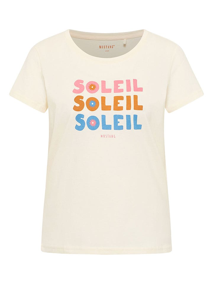 Mustang Koszulka w kolorze kremowym rozmiar: XS
