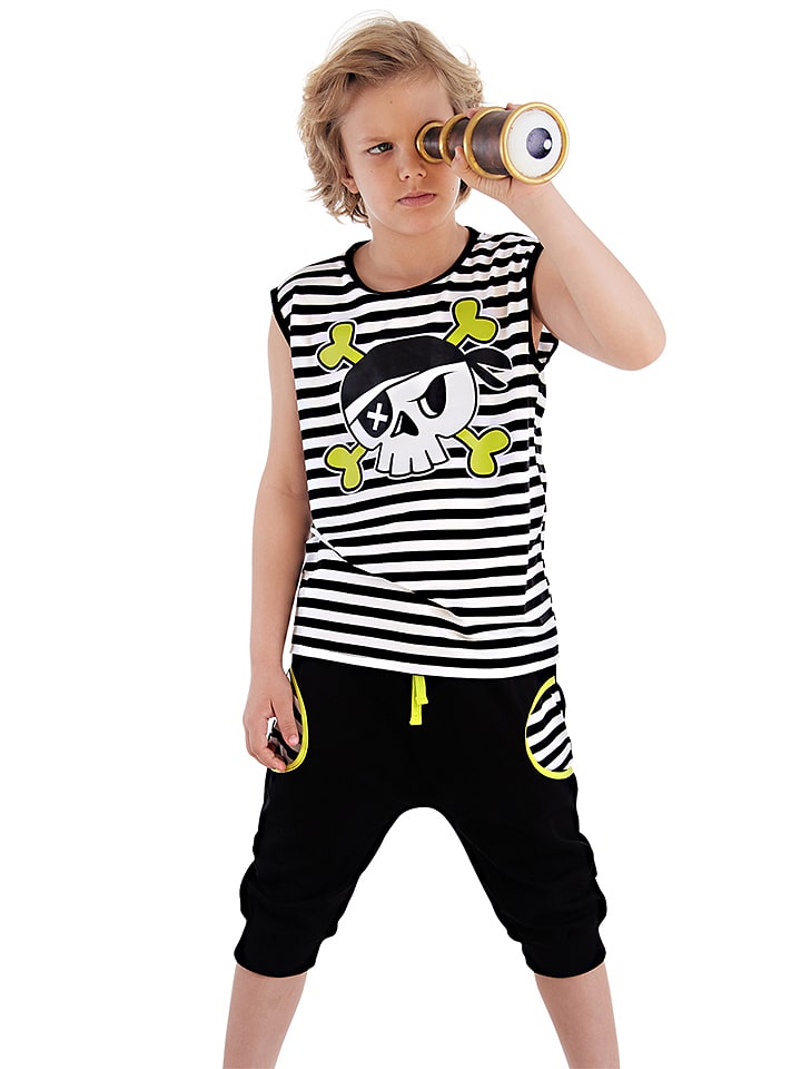 Denokids 2-częściowy zestaw "Pirate Striped" w kolorze biało-czarnym rozmiar: 122