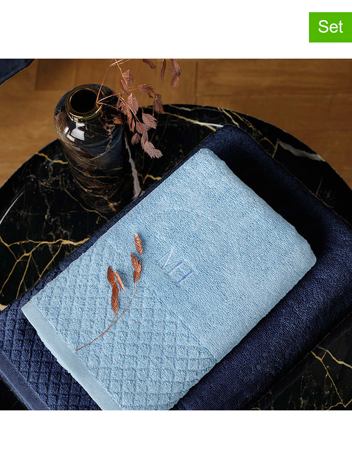 maison héritage PARIS Ręczniki (2 szt.) w kolorze błękitnym do rąk rozmiar: 50x100 cm