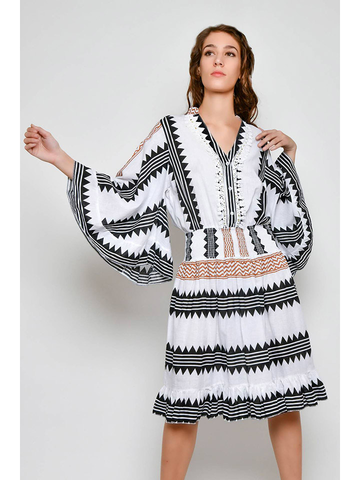 H.H.G. Sukienka w kolorze biało-czarnym rozmiar: L