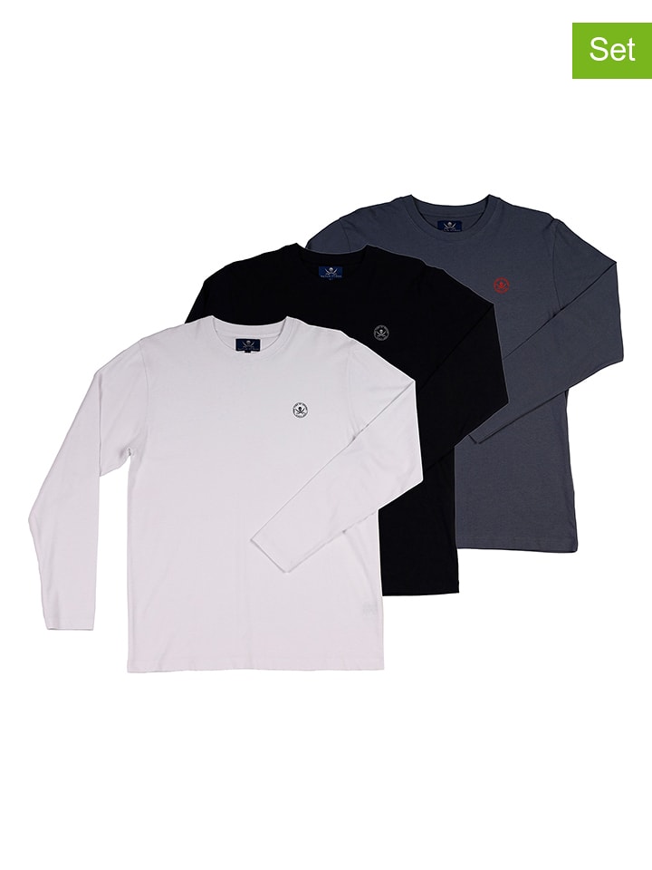 The Time of Bocha Koszulki (3 szt.) w kolorze niebieskim, czarnym i białym rozmiar: L