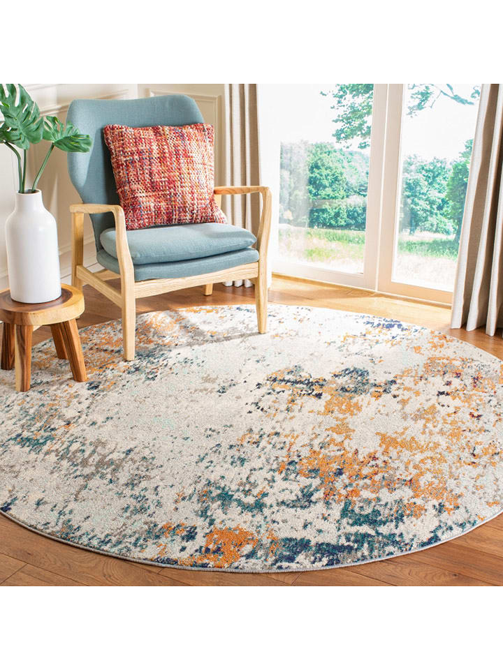 Safavieh Dywan w kolorze niebiesko-beżowo-pomarańczowym rozmiar: 201x201 cm