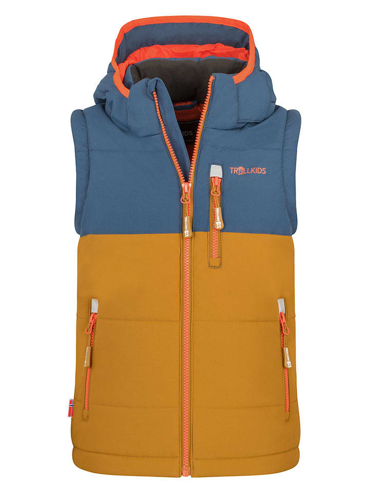 Trollkids Kamizelka funkcyjna "Narvik XT" w kolorze jasnobrązowo-niebieskim rozmiar: 140