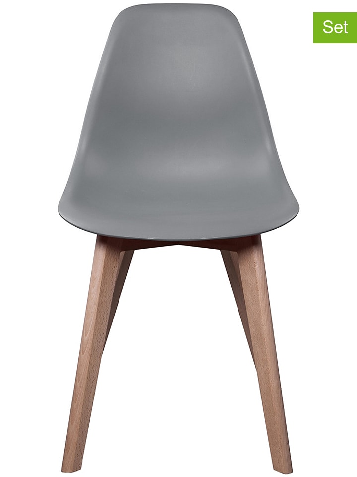 THE HOME DECO FACTORY Krzesła (2 szt.) w kolorze szarym - 46 x 86 x 52 cm rozmiar: onesize