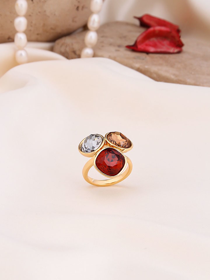 Pierres de Jade Pozłacany pierścionek z cyrkoniami rozmiar: onesize