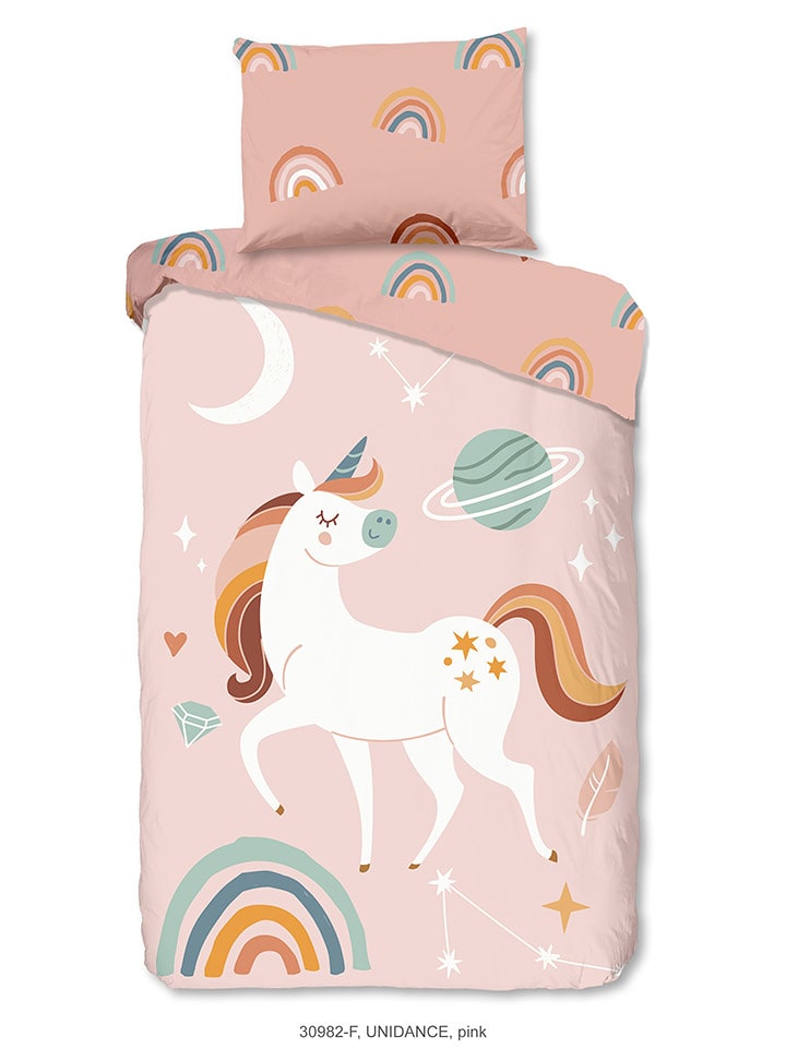 Good Morning Komplet pościeli flanelowej "Unidance" w kolorze jasnoróżowym rozmiar: 140x220 cm