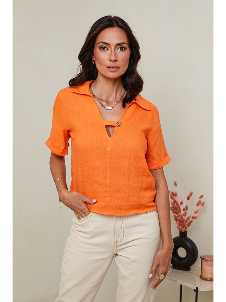 Le Monde du Lin Lniana bluzka w kolorze pomarańczowym rozmiar: 34/36