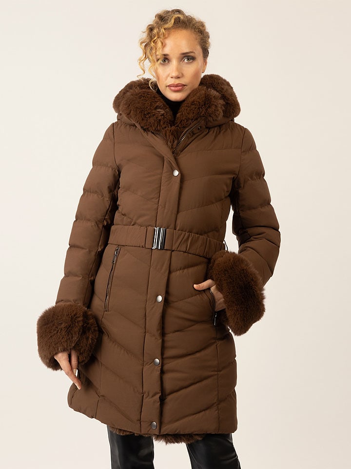 APART Płaszcz zimowy w kolorze ciemnobrązowym rozmiar: 40