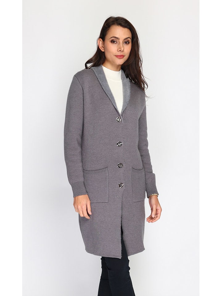 ASSUILI Kaszmirowy kardigan w kolorze szarym rozmiar: 40