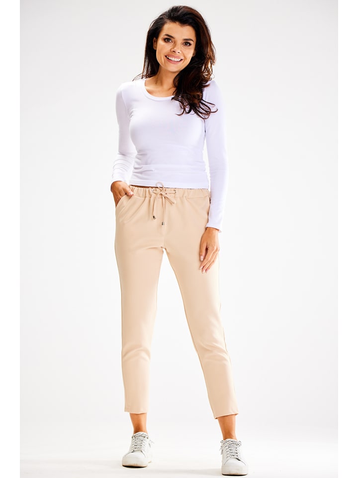 Awama Spodnie w kolorze beżowym rozmiar: XL