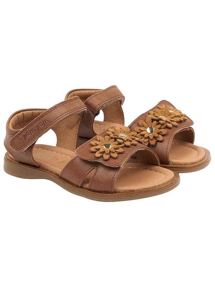 POM POM Skórzane sandały w kolorze jasnobrązowym rozmiar: 31