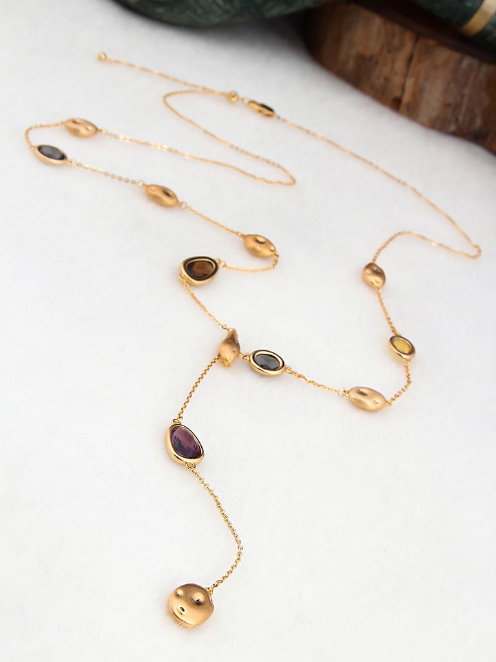 Pierres de Jade Pozłacany naszyjnik z elementami ozdobnymi - dł. 50 cm rozmiar: onesize