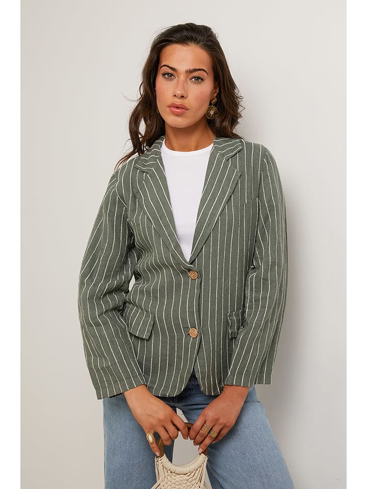 Le Monde du Lin Lniany blezer w kolorze khaki rozmiar: 40/42