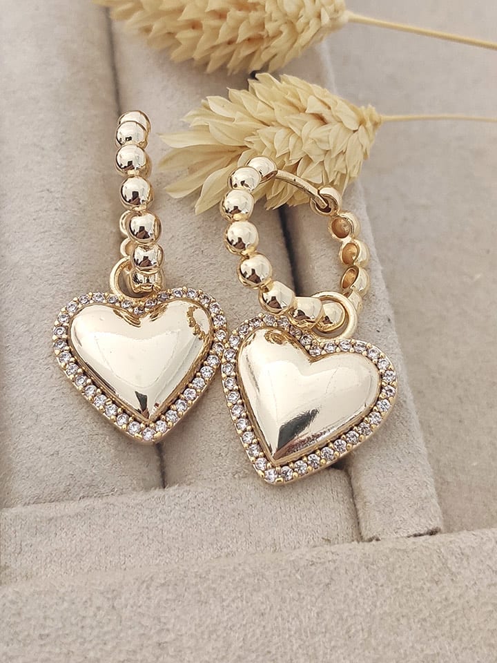 Nakkash Pozłacane kolczyki-kreole z cyrkoniami rozmiar: onesize