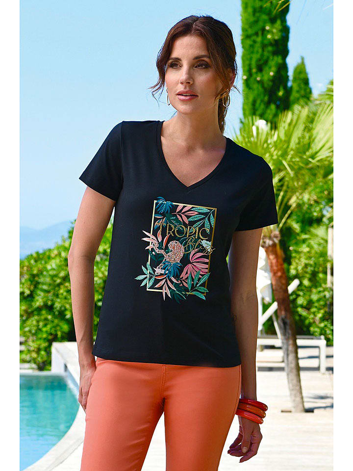 Bleu d'Azur Koszulka "Guepard" w kolorze granatowym rozmiar: 40